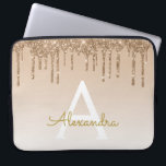 Guld Bling | Luxury Sparkly Glitter Monogram Laptop Fodral<br><div class="desc">Guld Bling Ombre-Gnistran och Faux-inskjutningen Glitter Girly Modern Monogram First Namn och Initial Laptop Fodral. Kontakta designern om du vill ha matchande artiklar</div>