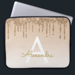 Guld Bling | Luxury Sparkly Glitter Monogram Laptop Fodral<br><div class="desc">Guld Bling Ombre-Gnistran och Faux-inskjutningen Glitter Girly Modern Monogram First Namn och Initial Laptop Fodral. Kontakta designern om du vill ha matchande artiklar</div>