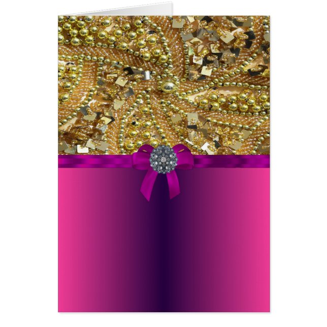 Guld bling & magenta OBS kort (Framsidan)