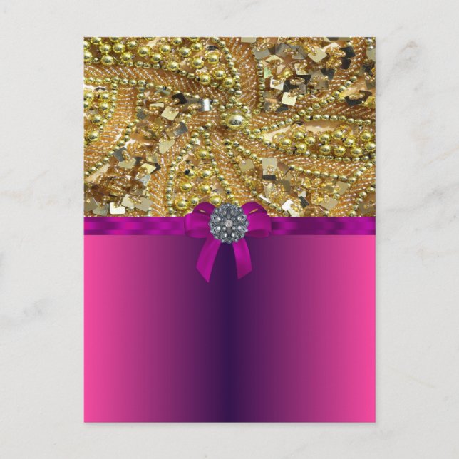 Guld bling & magenta vykort (Framsida)