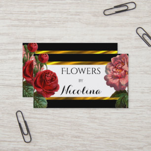 Guld- blom- blomsterhandlare för vintageBotanical Visitkort