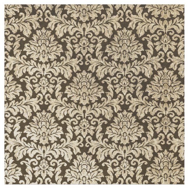 Guld- blom- damast för sjaskig vintagesvartfaux tyg (Närbild)