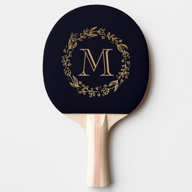 Guld- blom- Monogram Pingisracket (Framsidan)