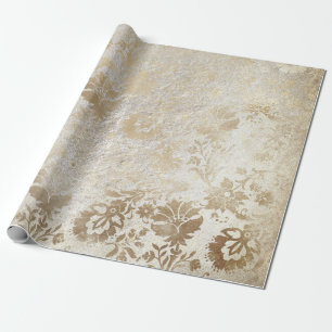 Guld- blom- stuga Grungy damastast Antonietta för Presentpapper