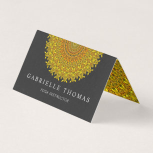 Guld- blom- utsmyckad Mandala Visitkort
