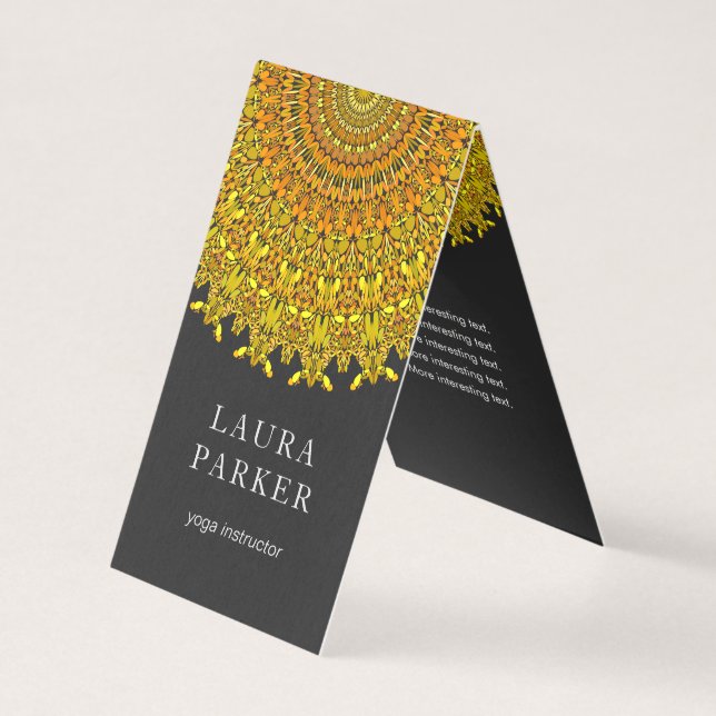 Guld- blom- utsmyckad Mandala Visitkort (Framsida)