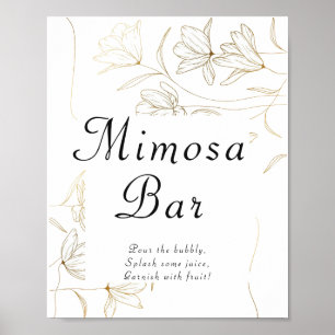 Guld Blomma Mimosa Bar Affisch Skylt