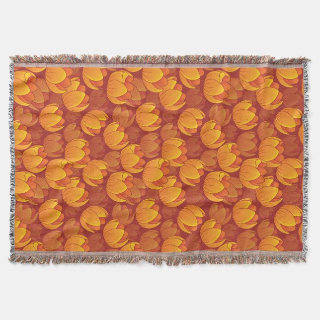 Guld- blommamönster filt (Framsidan)