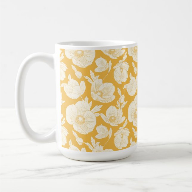 Guld- blommamönster kaffemugg (Vänster)
