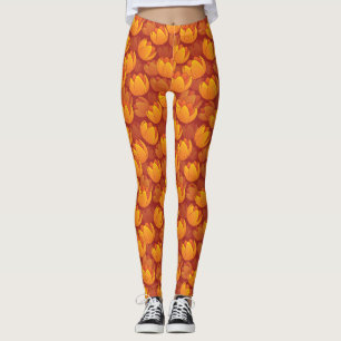 Guld- blommamönster leggings