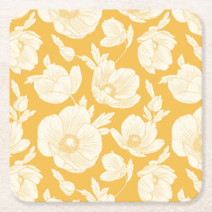 Guld- blommamönster underlägg papper kvadrat