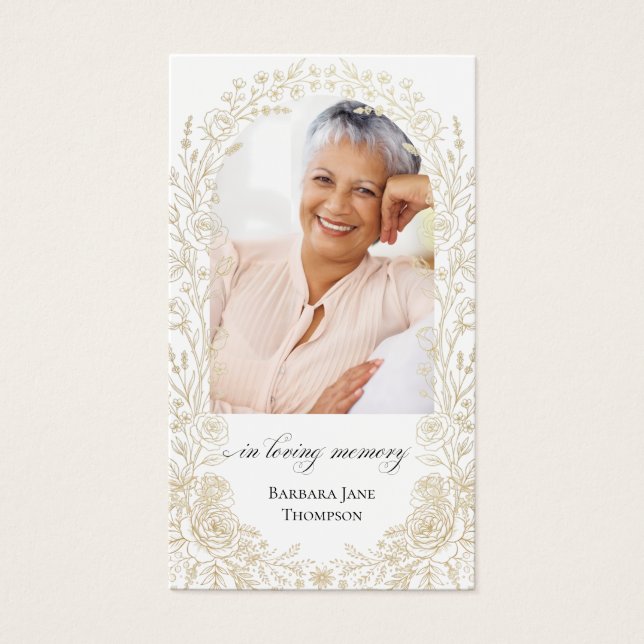 Guld Blommig Begravning Bön Kort (Framsidan)