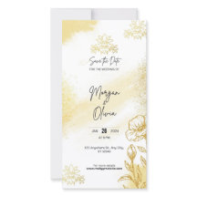 Guld Blommig Elegans Spara Datum Bröllopskort