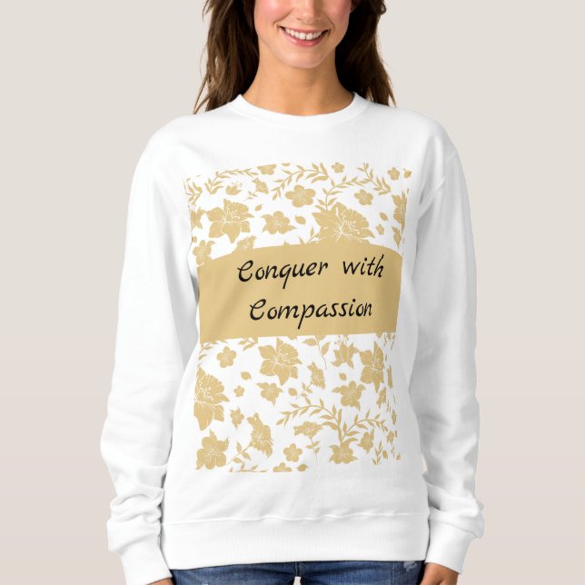 Guld Blommig Elegant Inspirerande T Shirt (Framsida)