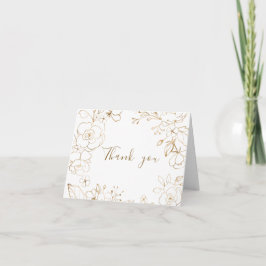 Guld Blommig Elegant Vit Bröllop Bröllopsdusch Tack Kort