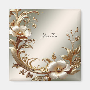 Guld Blommig Magnet