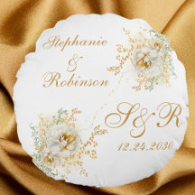 Guld Blommig Monogram Logotyp Bröllopspresent