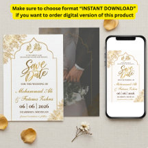 Guld Blommig Moské Elegans Nikah Spara datum