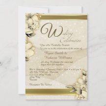 Guld Blommig Platt Kort