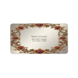 Guld Blommig Ram Returadressetikett Adressetikett