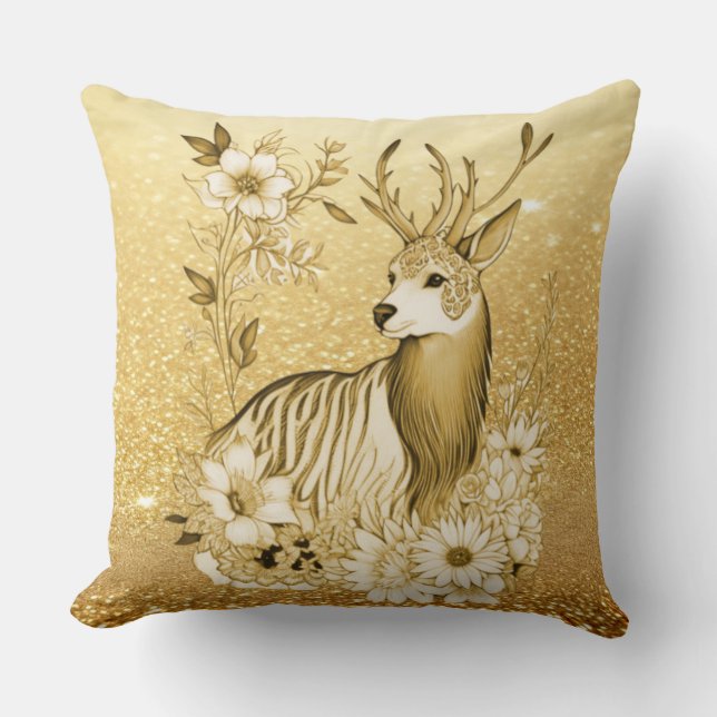 Guld Blommig Ren Kastkudde Kudde (Framsida)