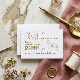 Guld Blommig Skrift Whimsical Bröllop RSVP | Elega OSA Kort