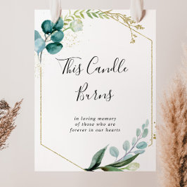 Guld Blommig Tropisk Grön Ljusstake Brinner Skylt