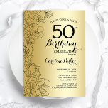 Guld Blommigt 50:e Födelsedagsfesten Inbjudningar<br><div class="desc">Guld Blommigt 50 Födelsedagsfest inbjudan. Minimalistisk modern design med botaniska konturaccenter för teckning och typsnitt för typgrafiska skript. Enkel inbjudan-kortsperfekt för trendig för en snyggt kvinna på dagen firande. Kan anpassas till vilken ålder som helst. Skrivna Zazzle-inbjudningar eller digital utskrivbar mall för omedelbar nedladdning.</div>