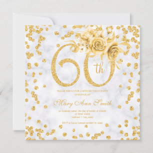 Guld Blommigt 60:e födelsedagen Glam Marble