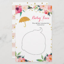 Guld Blommigt April Shower Baby Shower Baby Ansikt