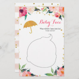 Guld Blommigt April Shower Baby Shower Baby Ansikt