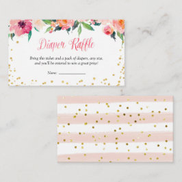 Guld Blommigt April Shower Diaper Raffle Tilläggskort