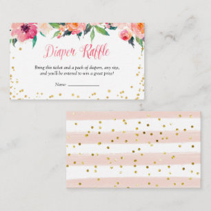 Guld Blommigt April Shower Diaper Raffle Tilläggskort