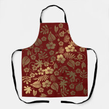 Guld Blommigt Apron