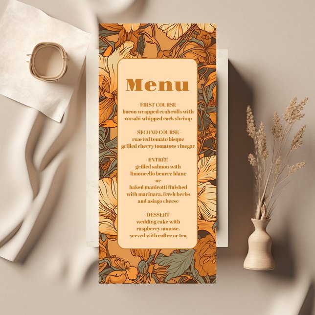 Guld Blommigt Art nouveau Bröllop Meny (Skapare uppladdad)
