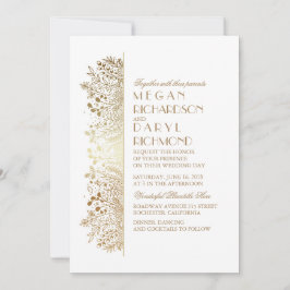 Guld Blommigt Barnets utandning Elegant bröllop Inbjudningar