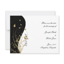 Guld-Blommigt Böjt Bröllop spara datum-kort