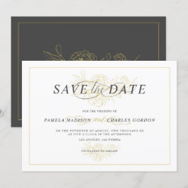Guld blommigt bouquet disposition elegant typograf inbjudningar