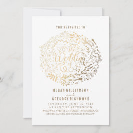 Guld Blommigt Bouquet Elegant Modern Bröllop Inbjudningar