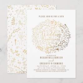 Guld Blommigt Bouquet Fabulous Bröllop-årsdagen Inbjudningar