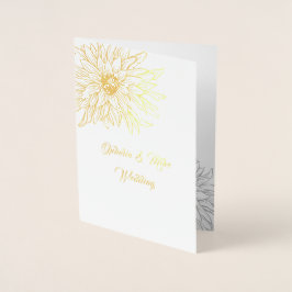 Guld Blommigt, bröllopsinbjudan,Foil Card Folierat Kort