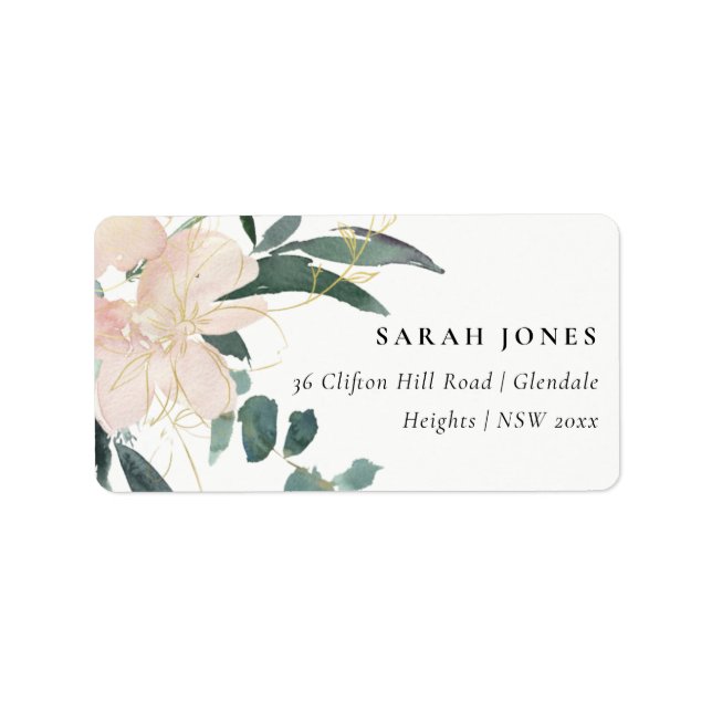  GULD BLOMMIGT BUNCH WATERCOLOR ADRESS ADRESSETIKETT (Framsidan)
