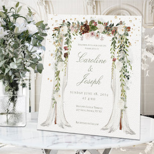Guld Blommigt Chuppah Canopy Bröllop Inbjudningar