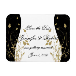 Guld Blommigt Curved Bröllop spara datum Magnet