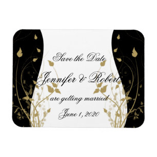 Guld Blommigt Curved Bröllop spara datum Magnet