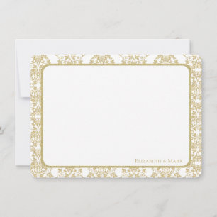 Guld Blommigt Damask Flat Tack Kort