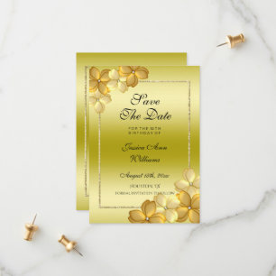 Guld Blommigt Dekoration och Glitter 60:e födelsed Spara Datumet