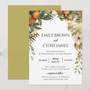 Guld Blommigt Elegant Eucalyptus Greenery Bröllo Inbjudningar