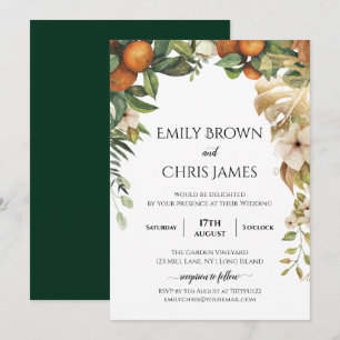 Guld Blommigt   Elegant Eucalyptus Greenery Bröllo Inbjudningar