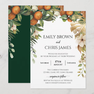 Guld Blommigt Elegant Eucalyptus Greenery Bröllo Inbjudningar